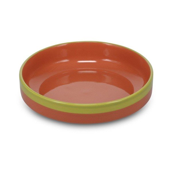 Zöld-narancssárga mély kőedény tányér ø 21 cm Duo – ONA