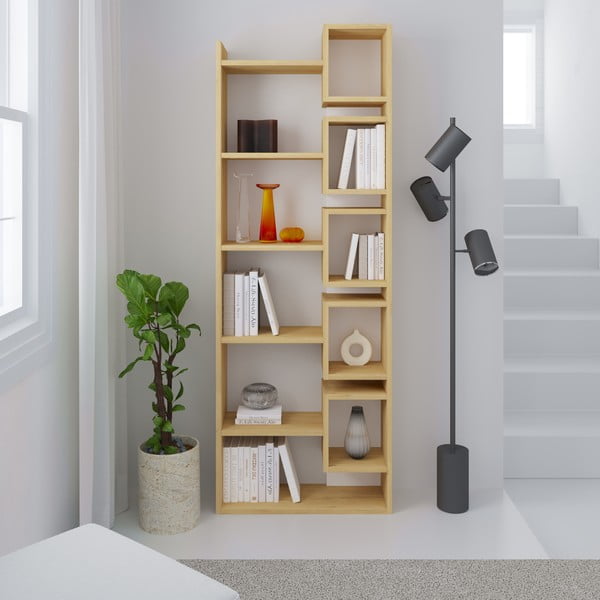 Fehér-natúr színű könyvespolc tölgyfa dekorral 60x168,5 cm Eladi – Marckeric-image-4