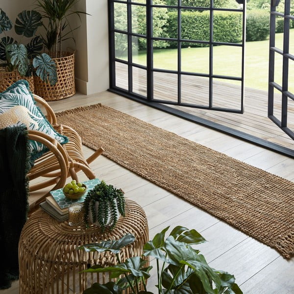 Natúr színű kézi szövésű juta futószőnyeg 60x150 cm Jute Boucle – Flair Rugs-image-1