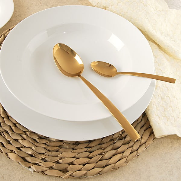 Aranyszínű rozsdamentes acél evőeszköz készlet 24 db-os Gold – Orion-image-4
