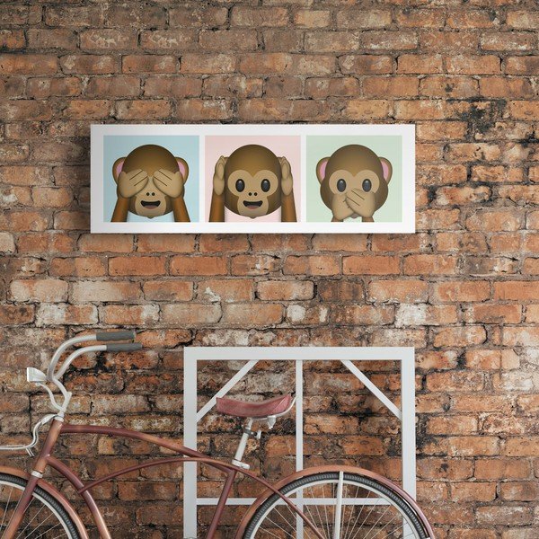 Emoji Monkey vászon kép, 30 x 90 cm - OrangeWallz