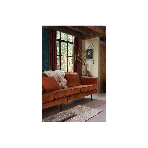 Narancssárga bársony kanapé 277 cm Rodeo – WOOOD-image-4