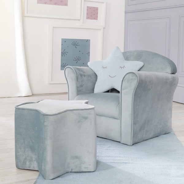 Világoskék bársony gyerek fotel Lil Sofa – Roba-image-1