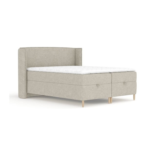 Világosszürke ágyneműtartós boxspring ágy 160x200 cm Monpelli – Maison de Rêve