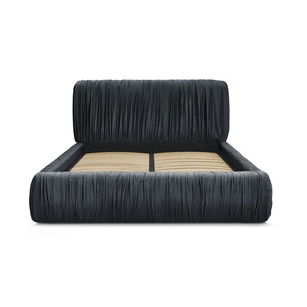 Világoskék kárpitozott ágyneműtartós franciaágy ágyráccsal 180x200 cm Blair – Bobochic Paris-image-4