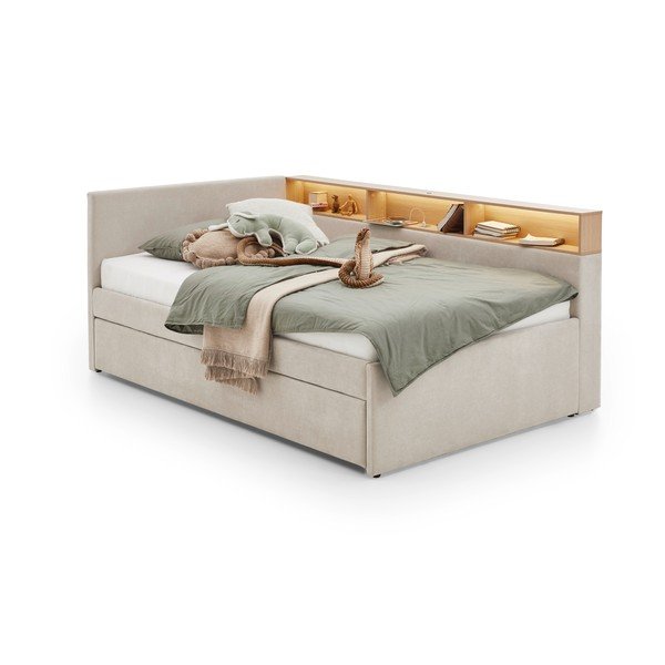 Bézs ágyneműtartós sarok gyerekágy ágyrács nélkül 90x200 cm Uno – Meise Möbel-image-4