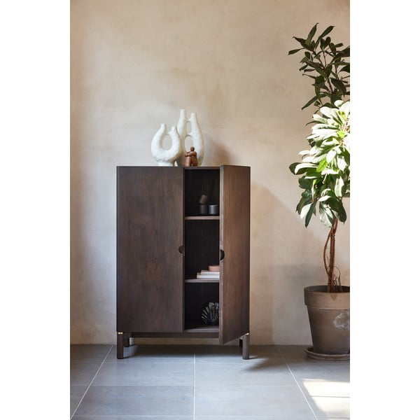 Sötétbarna szekrény tölgyfa dekorral 90x130 cm Arun – Unique Furniture-image-1