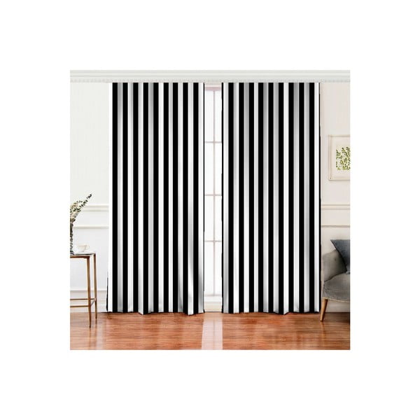 Fekete-fehér függöny szett 2 db-os 140x260 cm – Mila Home-image-2