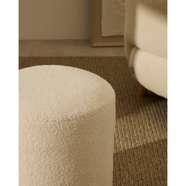 Krémszínű buklé puff Kaeli – Kave Home-image-2