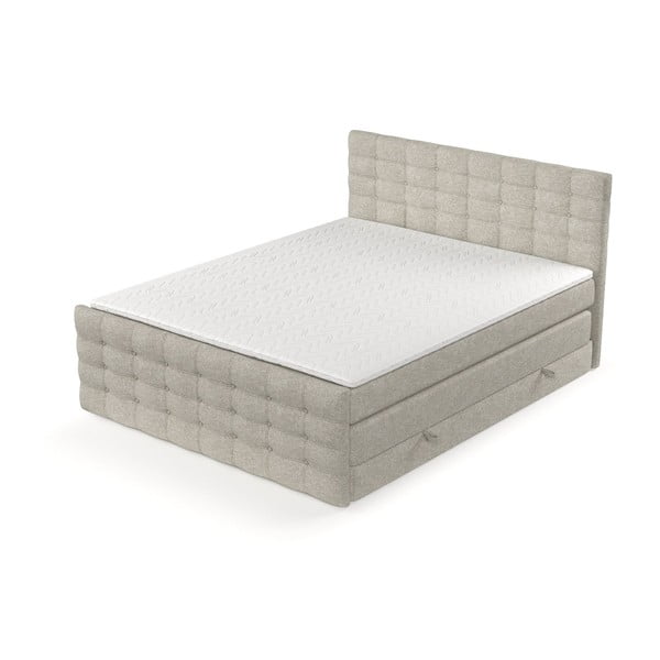 Bézs ágyneműtartós boxspring ágy 200x200 cm Blend – Maison de Rêve-image-3