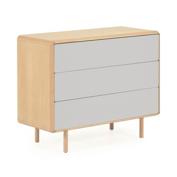 Szürke-natúr színű komód kőrisfa dekorral 99x78,5x42 cm Anielle – Kave Home