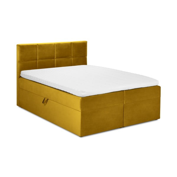 Mimicry mustársárga bársony kétszemélyes ágy, 180 x 200 cm - Mazzini Beds