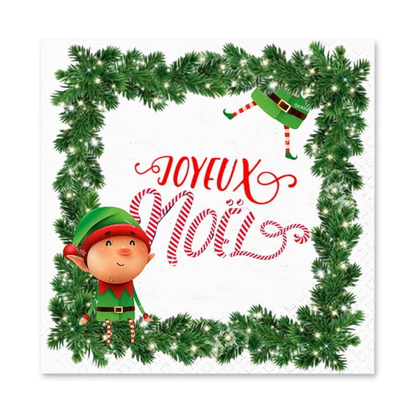 Szalvéta szett 20 db-os 33x33 cm Prankster Elf – Homéa