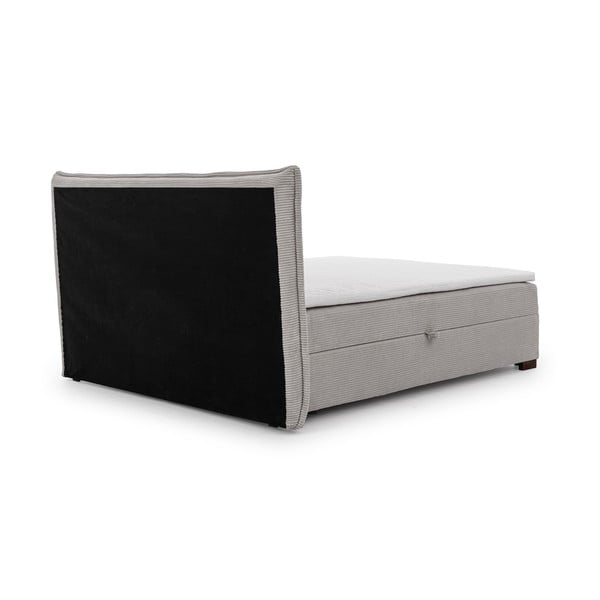 Világosszürke ágyneműtartós boxspring ágy 200x200 cm Lysa – Ropez-image-3