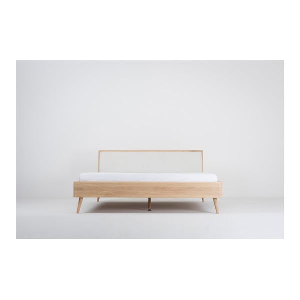 Fehér-natúr színű tölgyfa franciaágy 160x200 cm Ena – Gazzda-image-3