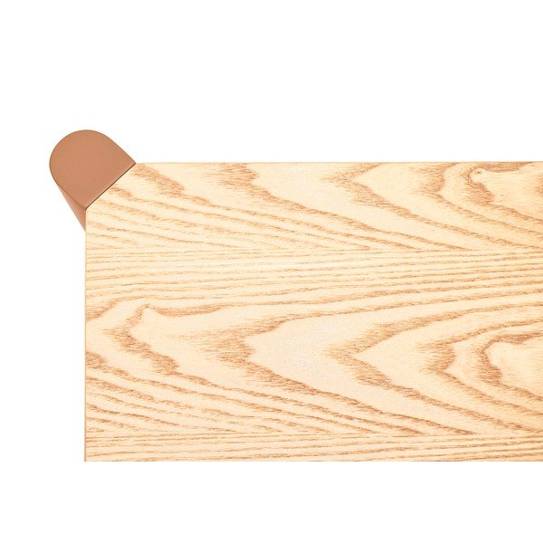 Téglavörös-világos natúr színű polcos állvány tölgyfa dekorral 126x59x43 cm Bona – Teulat-image-4