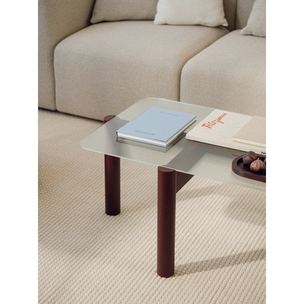 Borvörös dohányzóasztal üveg asztallappal 55x105 cm Kob – noo.ma-image-2