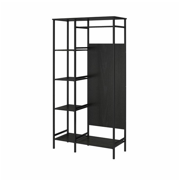 Fekete ruhásszekrény tölgyfa dekorral 95x180 cm Modine - Støraa-image-3