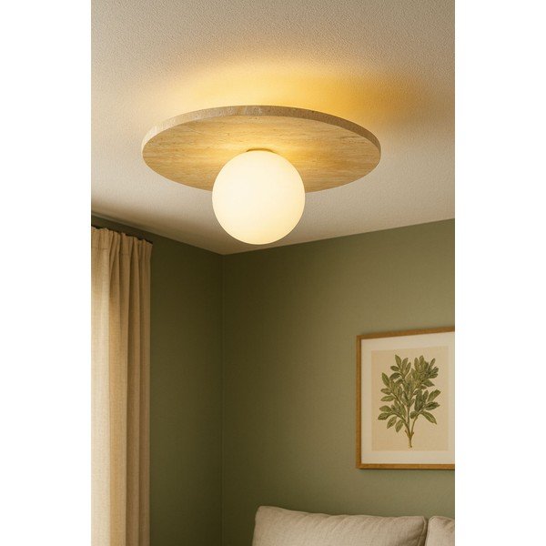 Bézs kő mennyezeti lámpa üveg búrával ø 12 cm Hilde – Opviq lights-image-2
