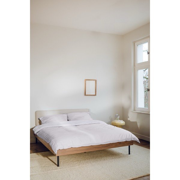 Sötét natúr színű kárpitozott-forgácslemez franciaágy ágyráccsal 180x200 cm diófa dekorral Streiko – noo.ma-image-1