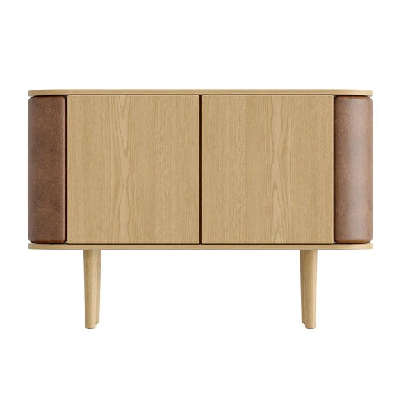 Natúr színű-világosbarna alacsony komód tölgyfa dekorral 109x75 cm Treasures – UMAGE-image-3