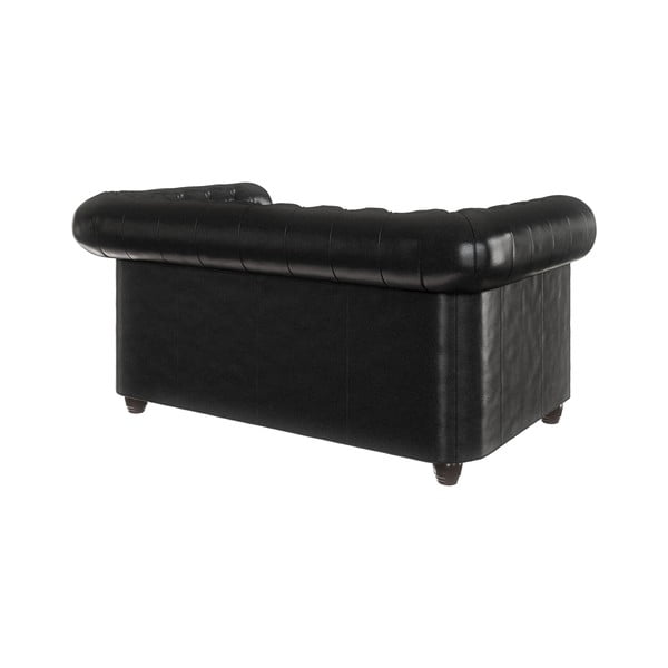 Fekete bőrutánzat kinyitható kanapé 148 cm York – Ropez-image-2