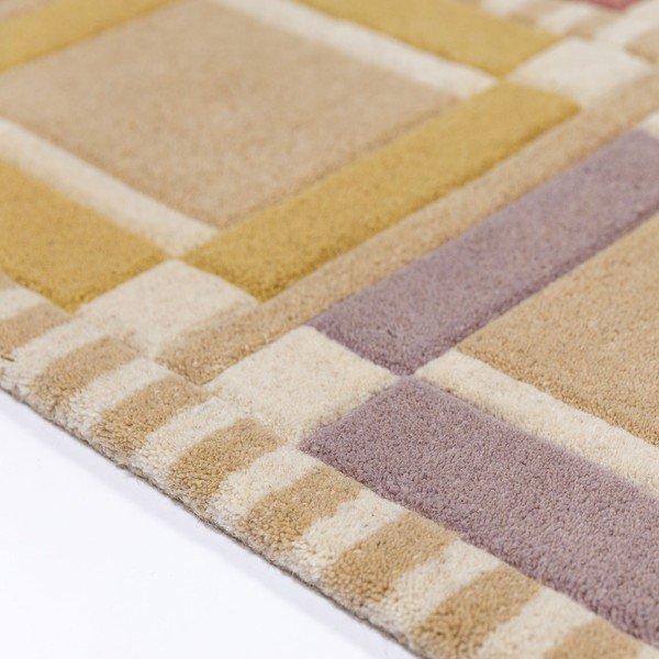 Natúr színű kézi szövésű gyapjú szőnyeg 140x200 cm Quadro Wool – Flair Rugs-image-4