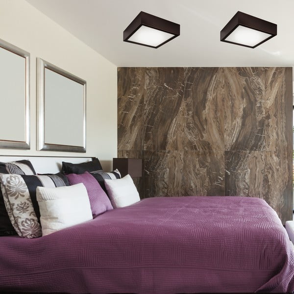 Sötétbarna mennyezeti lámpa üveg búrával 27,5x27,5 cm Quadro – LAMKUR-image-3