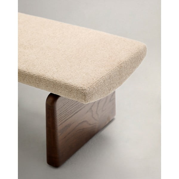 Bézs-sötét natúr színű zsenília pad Topaz – Kave Home-image-4