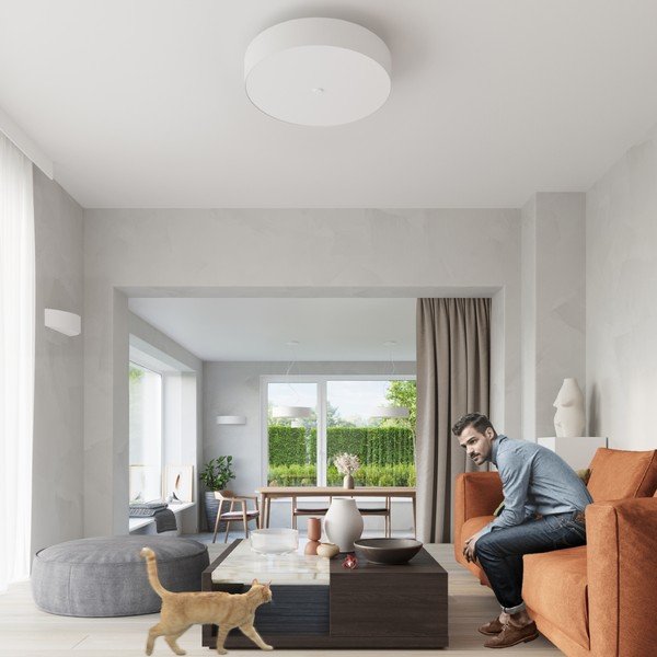 Fehér függőlámpa textil búrával ø 80 cm Herra – Sollux-image-4