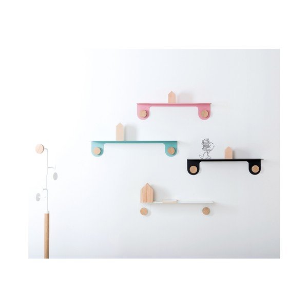 Hook fekete fali polc 2 akasztóval, hosszúság 50 cm - Gazzda-image-3