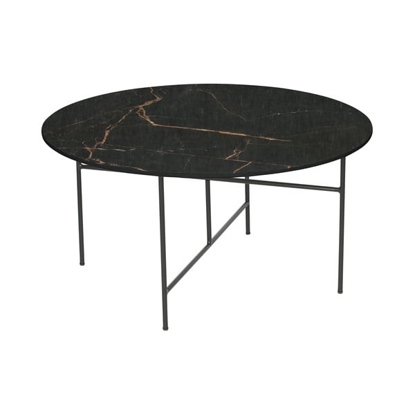 Vida fekete dohányzóasztal porcelán asztallappal, ⌀ 80 cm - WOOOD