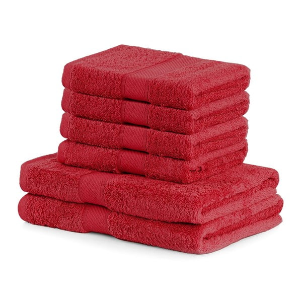 Bamby Red szett 2 db piros fürdőlepedővel és 4 db törölközővel - DecoKing