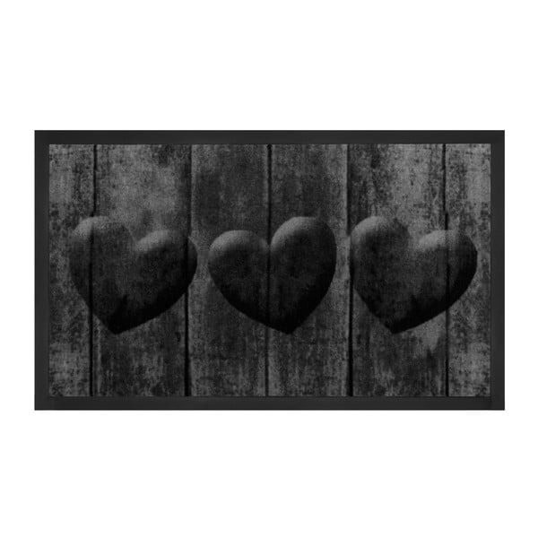 Heart fekete lábtörlő, 45 x 75 cm - Hanse Home