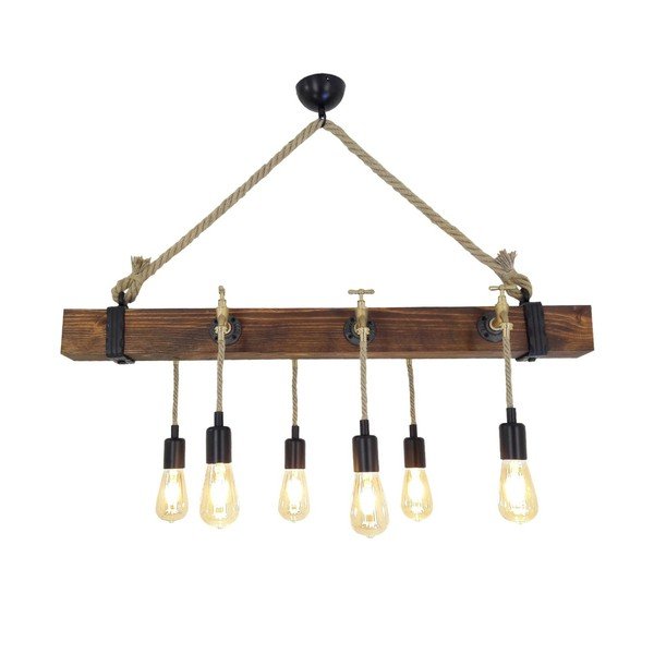 Kutuk fa mennyezeti függőlámpa, 6 izzóval-image-3