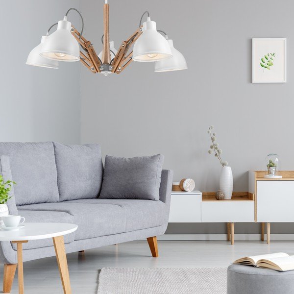 Fehér-barna mennyezeti lámpa fém búrával ø 15 cm Marcello – LAMKUR-image-1