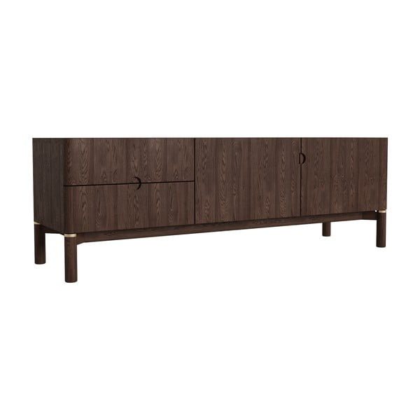 Sötétbarna TV-állvány tölgyfa dekorral 160x55 cm Arun – Unique Furniture