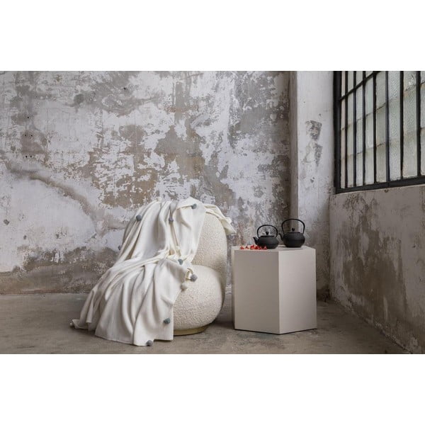 Krémszínű fleece ágytakaró 150x200 cm Pom Pom – Mijolnir-image-2