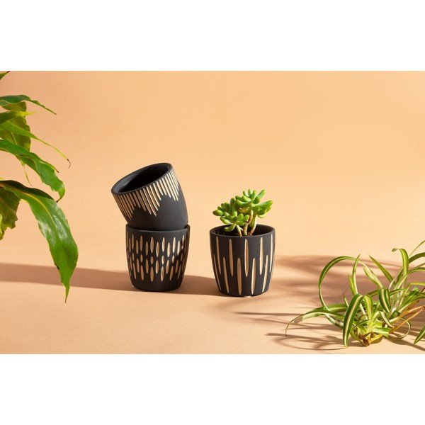 Terrakotta kaspó szett 3 db-os ø 8 cm Grafitto – Sass & Belle-image-1