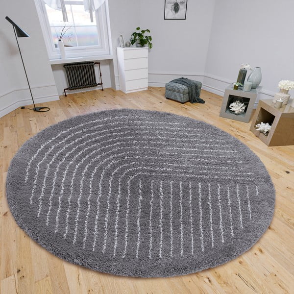 Sötétszürke kerek szőnyeg ø 120 cm Dion – Hanse Home-image-1