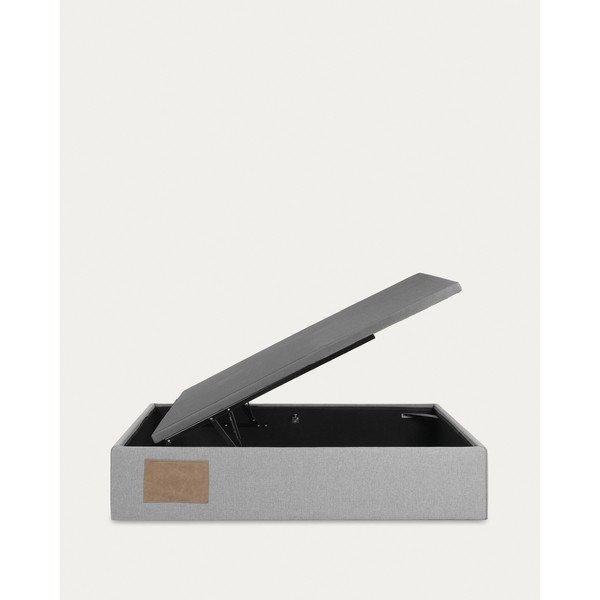 Szürke kárpitozott ágyneműtartós egyszemélyes ágy 90x190 cm Matters – Kave Home-image-3