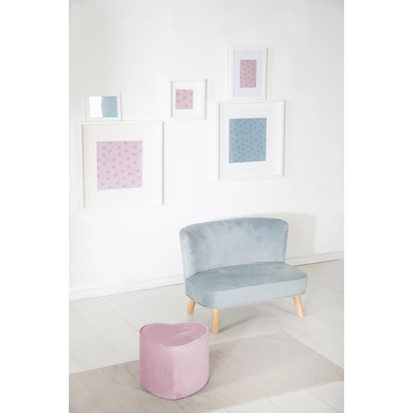Világos rózsaszín bársony gyerek puff Lil Sofa – Roba-image-2