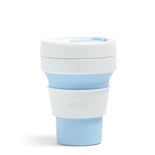 Pocket Cup Sky fehér-kék összecsukható utazópohár, 355 ml - Stojo