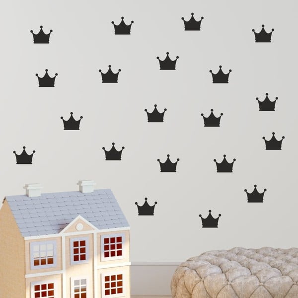 Crown fekete öntapadós falmatrica szett - North Carolina Scandinavian Home Decors