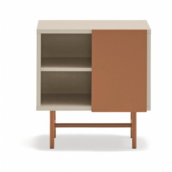 Téglavörös-bézs matt éjjeliszekrény Nube – Teulat-image-2