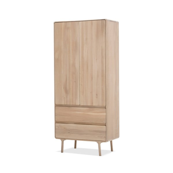 Fawn tömör tölgyfa ruhásszekrény 2 fiókkal - Gazzda-image-2