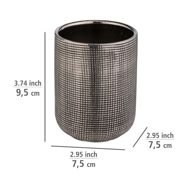 Ezüstszínű kerámia fogkefetartó pohár Rivara – Wenko-image-4