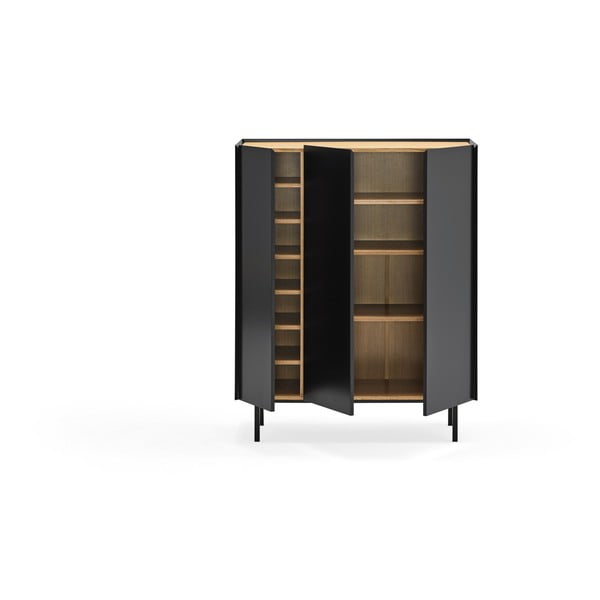 Fekete magas komód tölgyfa dekorral 95x120 cm Arista – Teulat-image-3