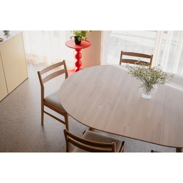 Tölgyfa kerek bővíthető étkezőasztal ø 140 cm Clapperton – Rowico-image-2