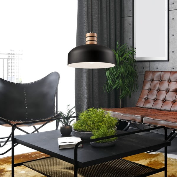 Fekete függőlámpa fém búrával ø 30 cm Cosmo – LAMKUR-image-3
